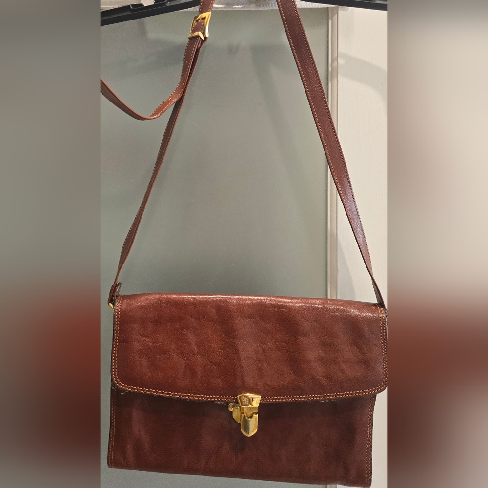 Elmani Leather Vintage Messenger- Briefcase-Organizer Crossbody Bag. Rare. - Picture 10 of 10